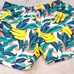 Chubbies Yellow Green Swim Suit Trunks Hawaiian Tropical‎ Bananas Sz XXL Pockets